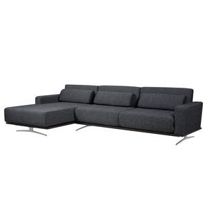 Ecksofa Copperfield I mit Schlaffunktion Webstoff - Stoff Bora: Grau Meliert - Longchair davorstehend links