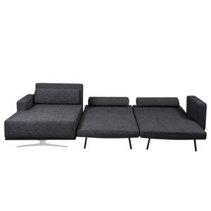 Ecksofa Copperfield I mit Schlaffunktion Webstoff - Stoff Bora: Grau Meliert - Longchair davorstehend links