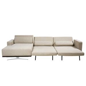 Ecksofa Copperfield I mit Schlaffunktion Webstoff - Stoff Parsa: Beige-Grau - Longchair davorstehend links