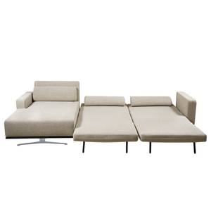 Ecksofa Copperfield I mit Schlaffunktion Webstoff - Stoff Parsa: Beige-Grau - Longchair davorstehend links