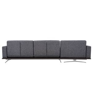 Ecksofa Copperfield I mit Schlaffunktion Webstoff - Stoff Parsa: Grau-Schwarz - Longchair davorstehend links