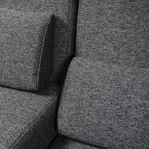 Ecksofa Copperfield I mit Schlaffunktion Webstoff - Stoff Parsa: Grau-Schwarz - Longchair davorstehend links