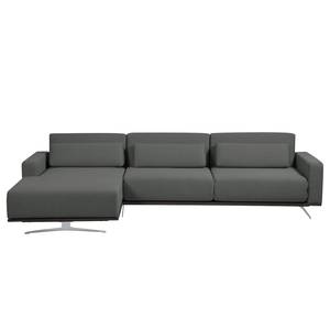 Ecksofa Copperfield I mit Schlaffunktion Webstoff - Stoff Zahira: Anthrazit - Longchair davorstehend links