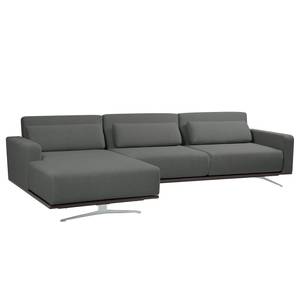 Ecksofa Copperfield I mit Schlaffunktion Webstoff - Stoff Zahira: Anthrazit - Longchair davorstehend links