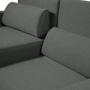 Ecksofa Copperfield I mit Schlaffunktion Webstoff - Stoff Zahira: Anthrazit - Longchair davorstehend links