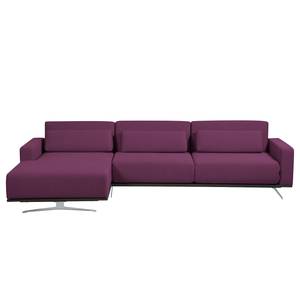 Ecksofa Copperfield I mit Schlaffunktion Webstoff - Stoff Zahira: Aubergine - Longchair davorstehend links