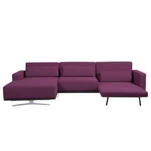 Ecksofa Copperfield I mit Schlaffunktion Webstoff - Stoff Zahira: Aubergine - Longchair davorstehend links