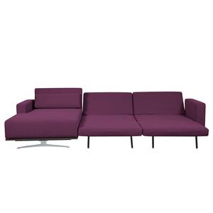 Ecksofa Copperfield I mit Schlaffunktion Webstoff - Stoff Zahira: Aubergine - Longchair davorstehend links