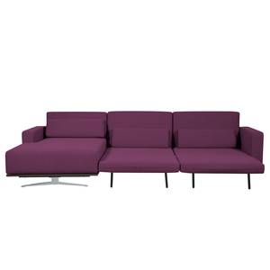 Ecksofa Copperfield I mit Schlaffunktion Webstoff - Stoff Zahira: Aubergine - Longchair davorstehend links