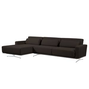 Ecksofa Copperfield I mit Schlaffunktion Webstoff - Stoff Zahira: Braun - Longchair davorstehend links