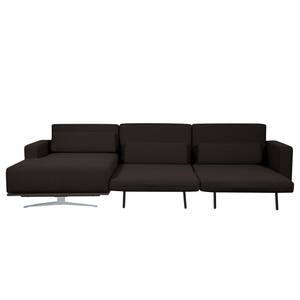 Ecksofa Copperfield I mit Schlaffunktion Webstoff - Stoff Zahira: Braun - Longchair davorstehend links