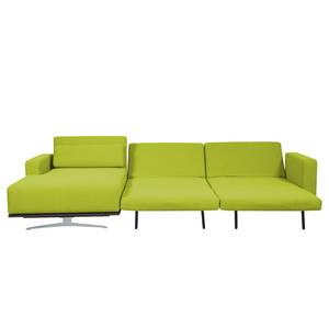 Ecksofa Copperfield I mit Schlaffunktion Webstoff - Stoff Zahira: Limette - Longchair davorstehend links