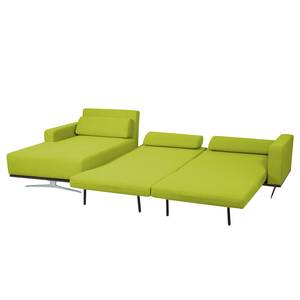 Ecksofa Copperfield I mit Schlaffunktion Webstoff - Stoff Zahira: Limette - Longchair davorstehend links