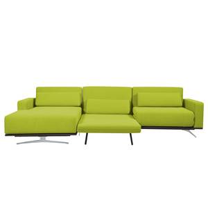 Ecksofa Copperfield I mit Schlaffunktion Webstoff - Stoff Zahira: Limette - Longchair davorstehend links