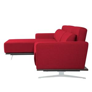 Ecksofa Copperfield I mit Schlaffunktion Webstoff - Stoff Zahira: Rot - Longchair davorstehend links