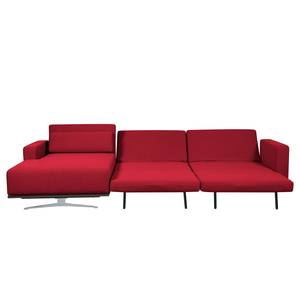 Ecksofa Copperfield I mit Schlaffunktion Webstoff - Stoff Zahira: Rot - Longchair davorstehend links