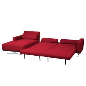 Ecksofa Copperfield I mit Schlaffunktion Webstoff - Stoff Zahira: Rot - Longchair davorstehend links