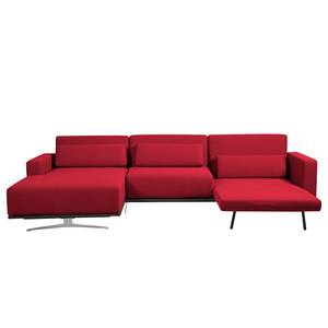 Canapé d'angle Copperfield I Avec fonction couchage - Tissu - Tissu Zahira : Rouge - Méridienne courte à gauche (vue de face)