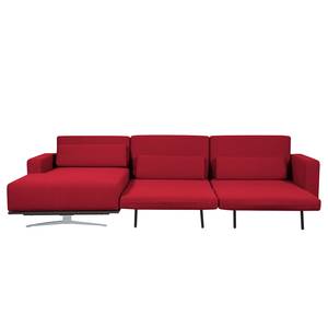 Ecksofa Copperfield I mit Schlaffunktion Webstoff - Stoff Zahira: Rot - Longchair davorstehend links