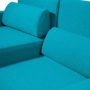 Hoekbank Copperfield I met slaapfunctie - geweven stof - Stof Zahira: Turquoise - Longchair vooraanzicht links