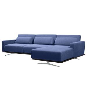 Ecksofa Copperfield I mit Schlaffunktion Webstoff - Stoff Bora: Blau - Longchair davorstehend rechts