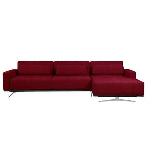 Ecksofa Copperfield I mit Schlaffunktion Webstoff - Stoff Bora: Rot - Longchair davorstehend rechts