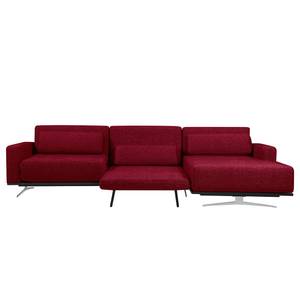 Ecksofa Copperfield I mit Schlaffunktion Webstoff - Stoff Bora: Rot - Longchair davorstehend rechts