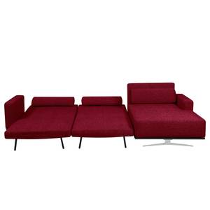 Canapé d'angle Copperfield I Avec fonction couchage - Tissu - Tissu Bora : Rouge - Méridienne courte à droite (vue de face)