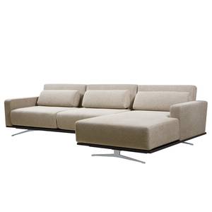 Ecksofa Copperfield I mit Schlaffunktion Webstoff - Stoff Parsa: Beige-Grau - Longchair davorstehend rechts