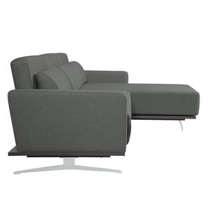 Ecksofa Copperfield I mit Schlaffunktion Webstoff - Stoff Zahira: Anthrazit - Longchair davorstehend rechts