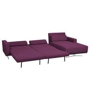 Ecksofa Copperfield I mit Schlaffunktion Webstoff - Stoff Zahira: Aubergine - Longchair davorstehend rechts