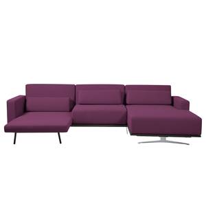 Ecksofa Copperfield I mit Schlaffunktion Webstoff - Stoff Zahira: Aubergine - Longchair davorstehend rechts