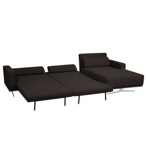 Ecksofa Copperfield I mit Schlaffunktion Webstoff - Stoff Zahira: Braun - Longchair davorstehend rechts