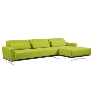 Ecksofa Copperfield I mit Schlaffunktion Webstoff - Stoff Zahira: Limette - Longchair davorstehend rechts