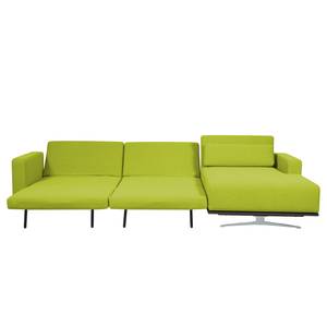 Ecksofa Copperfield I mit Schlaffunktion Webstoff - Stoff Zahira: Limette - Longchair davorstehend rechts