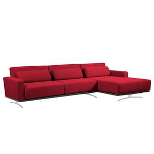 Ecksofa Copperfield I mit Schlaffunktion Webstoff - Stoff Zahira: Rot - Longchair davorstehend rechts