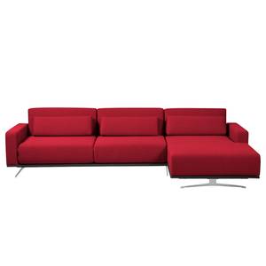 Ecksofa Copperfield I mit Schlaffunktion Webstoff - Stoff Zahira: Rot - Longchair davorstehend rechts