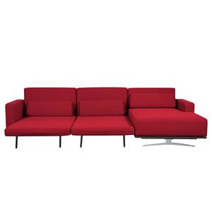 Ecksofa Copperfield I mit Schlaffunktion Webstoff - Stoff Zahira: Rot - Longchair davorstehend rechts