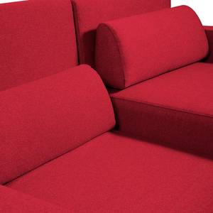 Canapé d'angle Copperfield I Avec fonction couchage - Tissu - Tissu Zahira : Rouge - Méridienne courte à droite (vue de face)