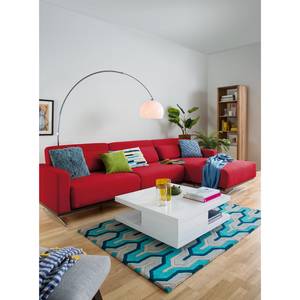 Ecksofa Copperfield I mit Schlaffunktion Webstoff - Stoff Zahira: Rot - Longchair davorstehend rechts