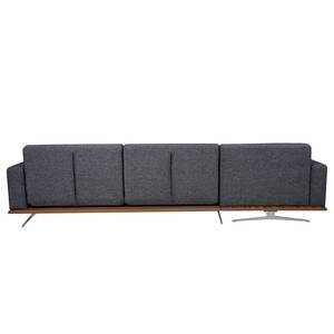 Ecksofa Copperfield II mit Schlaffunktion - Webstoff - Stoff Parsa: Grau-Schwarz - Longchair davorstehend links