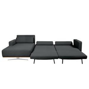 Ecksofa Copperfield II mit Schlaffunktion - Webstoff - Stoff Zahira: Anthrazit - Longchair davorstehend links