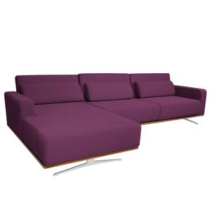 Ecksofa Copperfield II mit Schlaffunktion - Webstoff - Stoff Zahira: Aubergine - Longchair davorstehend links