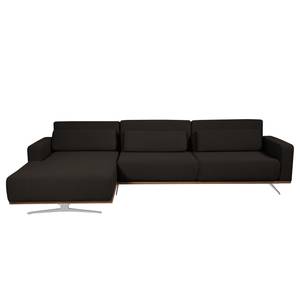 Ecksofa Copperfield II mit Schlaffunktion - Webstoff - Stoff Zahira: Braun - Longchair davorstehend links