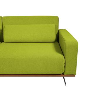 Ecksofa Copperfield II mit Schlaffunktion - Webstoff - Stoff Zahira: Limette - Longchair davorstehend links