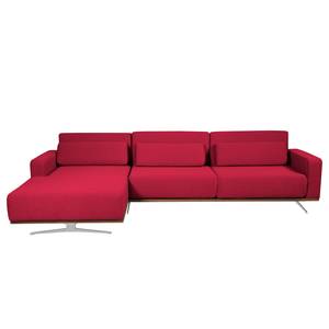 Ecksofa Copperfield II mit Schlaffunktion - Webstoff - Stoff Zahira: Rot - Longchair davorstehend links