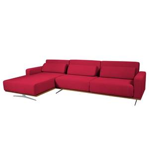 Ecksofa Copperfield II mit Schlaffunktion - Webstoff - Stoff Zahira: Rot - Longchair davorstehend links