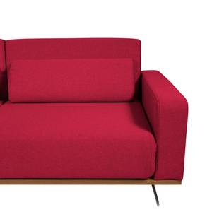 Ecksofa Copperfield II mit Schlaffunktion - Webstoff - Stoff Zahira: Rot - Longchair davorstehend links