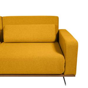 Ecksofa Copperfield II mit Schlaffunktion - Webstoff - Stoff Zahira: Senfgelb - Longchair davorstehend links