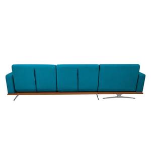 Hoekbank Copperfield II (met slaapfunctie) - geweven stof - Stof Zahira: Turquoise - Longchair vooraanzicht links